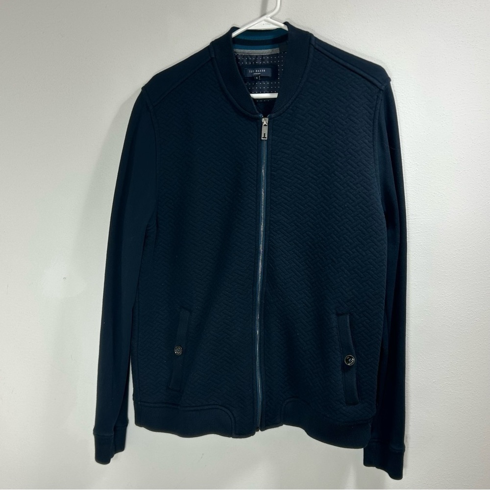 Ted Baker London Elegant Black Patterned Sweater Jacket Size Men’s XL